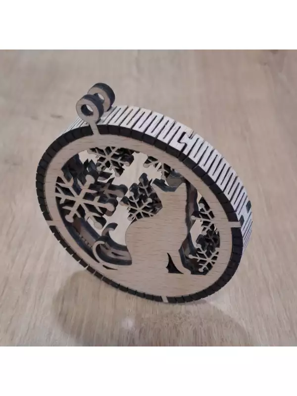 Vánoční dřevěná 3D ozdoba - kočka