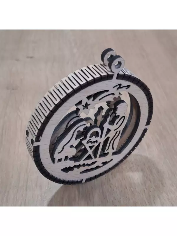 Sada 4ks dřevěných vánočních 3d ozdob