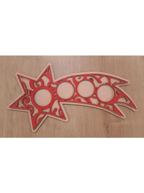 Adventní svícen - dřevěná/červená